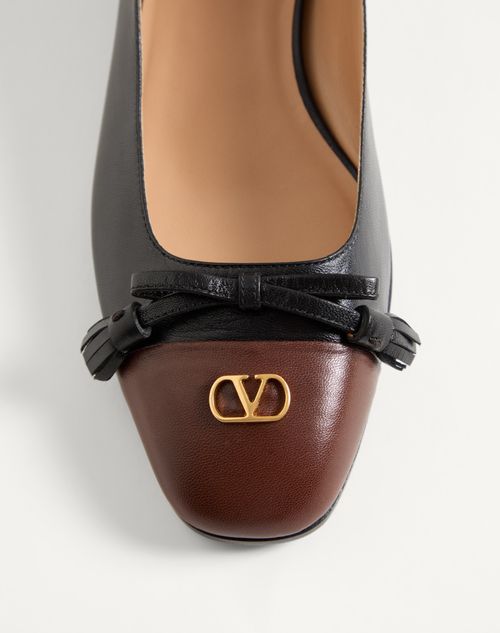 Valentino Garavani - Valet Du Roi Kidskin Ballerina 25mm - Black/coffe - Woman - Ballerinas
